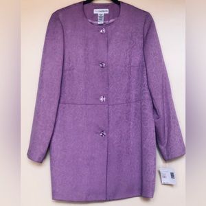 NWT Sag Harbor Pretty In Pales - Violet Pink Floral Button Dress Coat